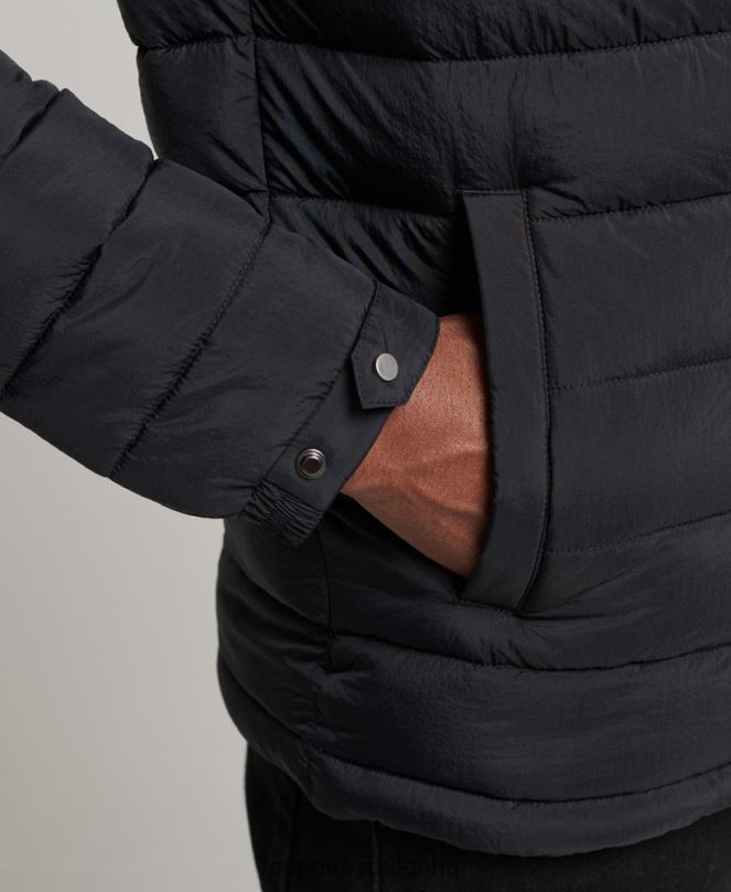 Superdry облекло N00H1029 черен мъже късо леко пухено палто