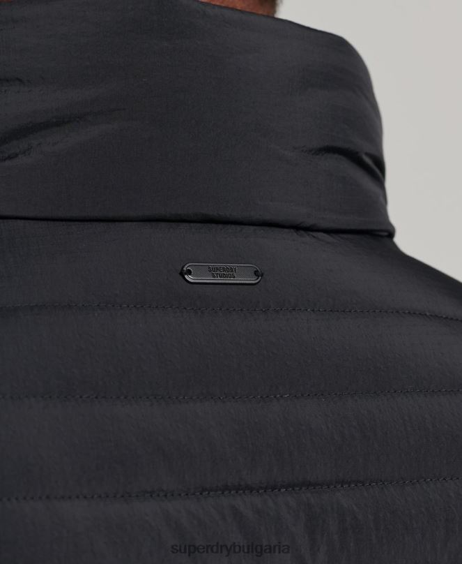 Superdry облекло N00H1029 черен мъже късо леко пухено палто