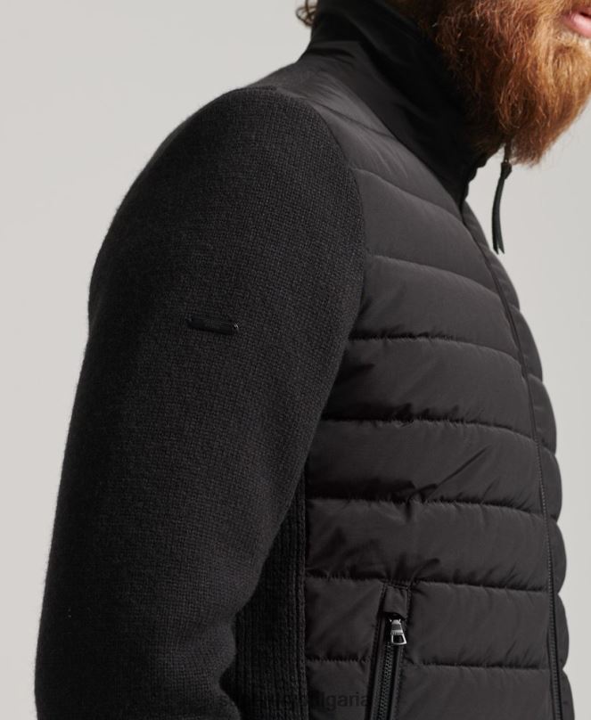 Superdry облекло N00H1035 черен мъже пухено палто от хибриден плетен микс