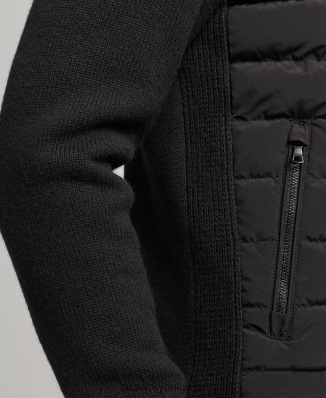 Superdry облекло N00H1035 черен мъже пухено палто от хибриден плетен микс