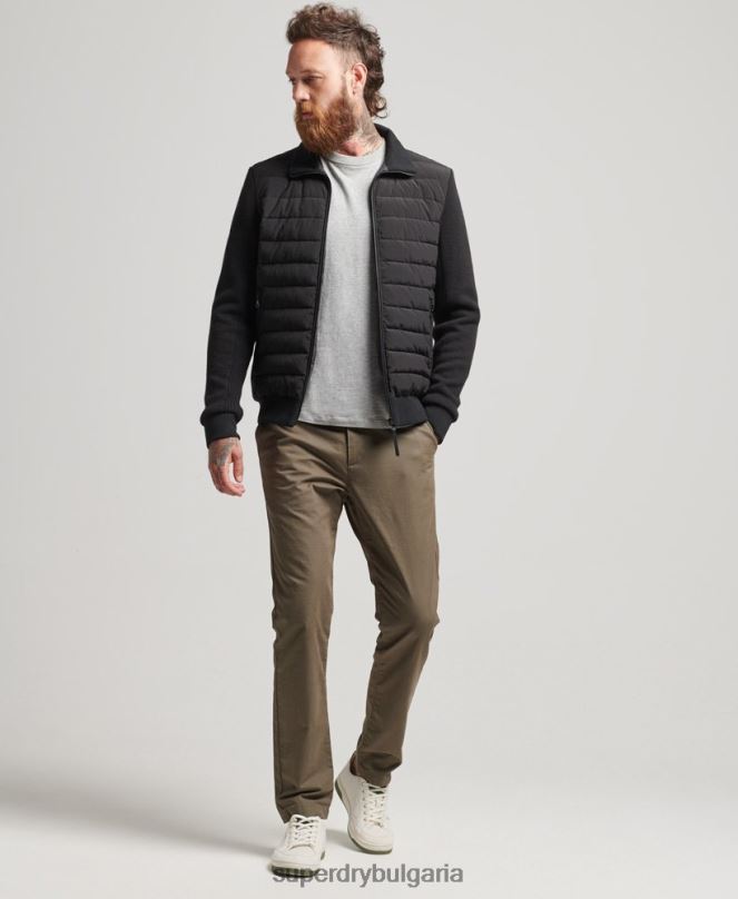 Superdry облекло N00H1035 черен мъже пухено палто от хибриден плетен микс