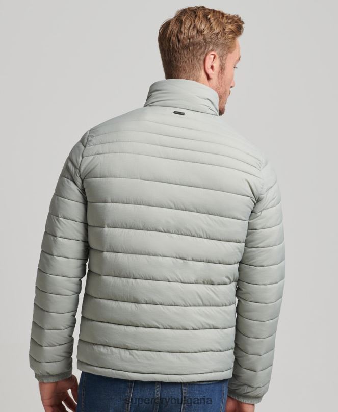 Superdry облекло N00H1044 светло сив мъже късо леко пухено палто