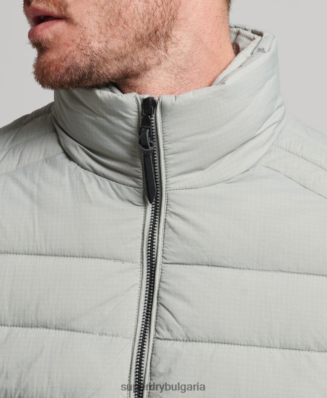 Superdry облекло N00H1044 светло сив мъже късо леко пухено палто