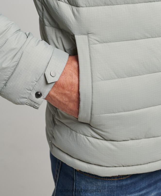 Superdry облекло N00H1044 светло сив мъже късо леко пухено палто