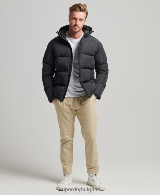 Superdry облекло N00H1056 черен мъже късо пухено палто