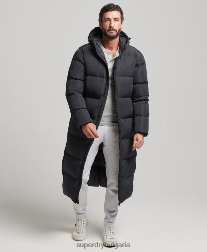Superdry облекло N00H1057 черен мъже много дълго пухено палто