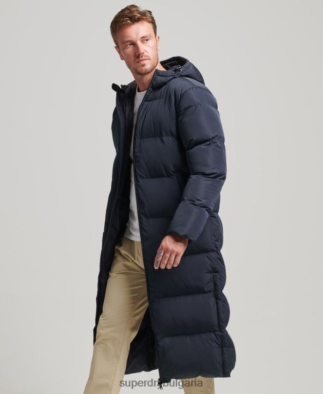 Superdry облекло N00H1058 военноморски флот мъже много дълго пухено палто