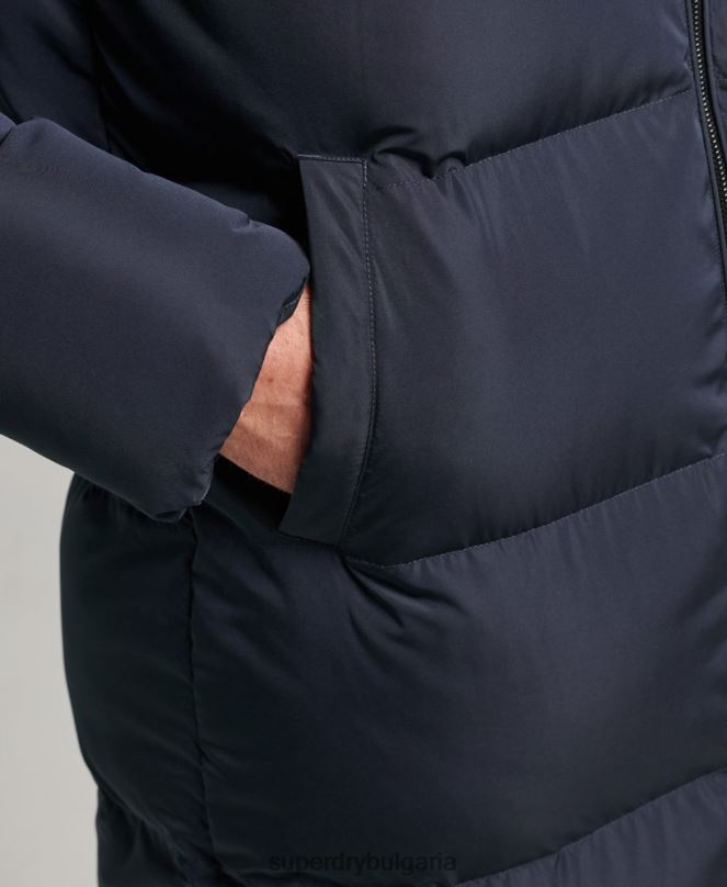 Superdry облекло N00H1058 военноморски флот мъже много дълго пухено палто