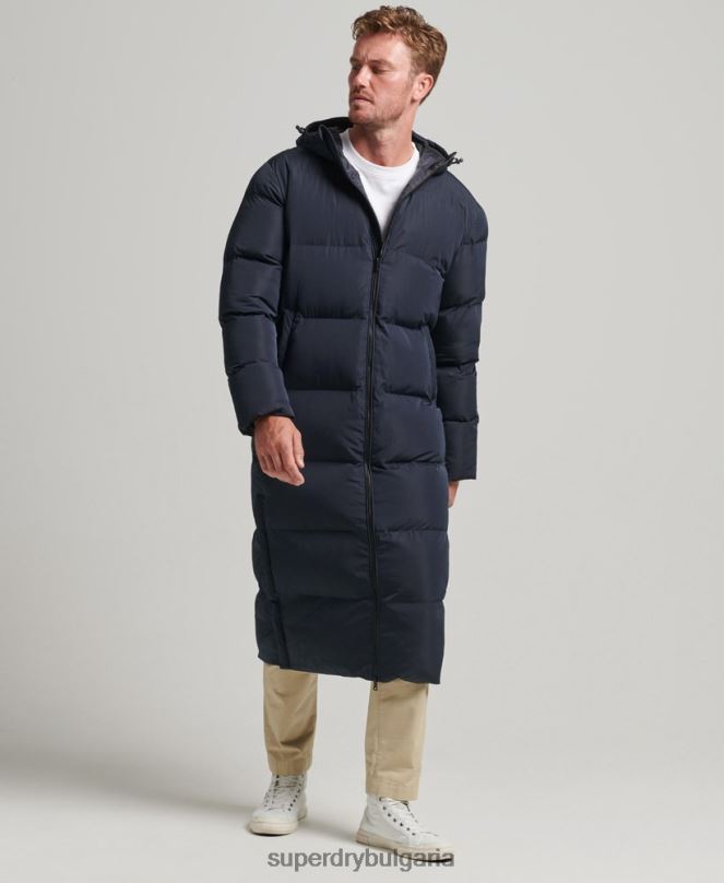 Superdry облекло N00H1058 военноморски флот мъже много дълго пухено палто