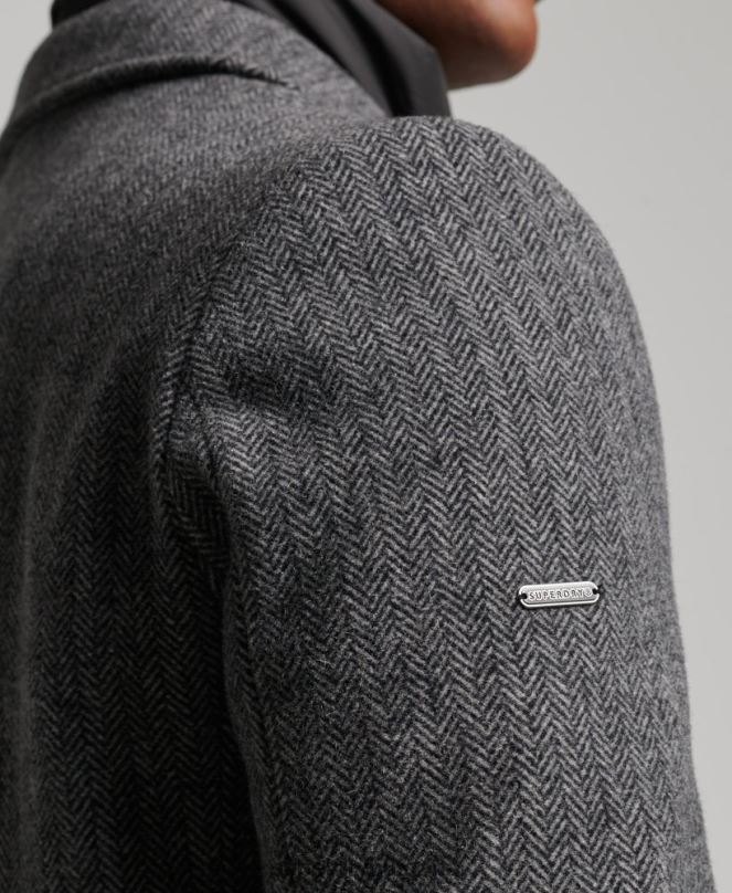 Superdry облекло N00H1072 тъмно сив мъже вълнено палто с подвижна подплата