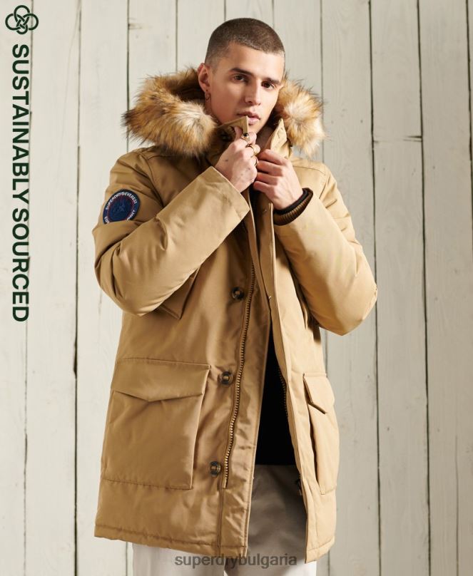 Superdry облекло N00H1079 бежово мъже палто парка everest