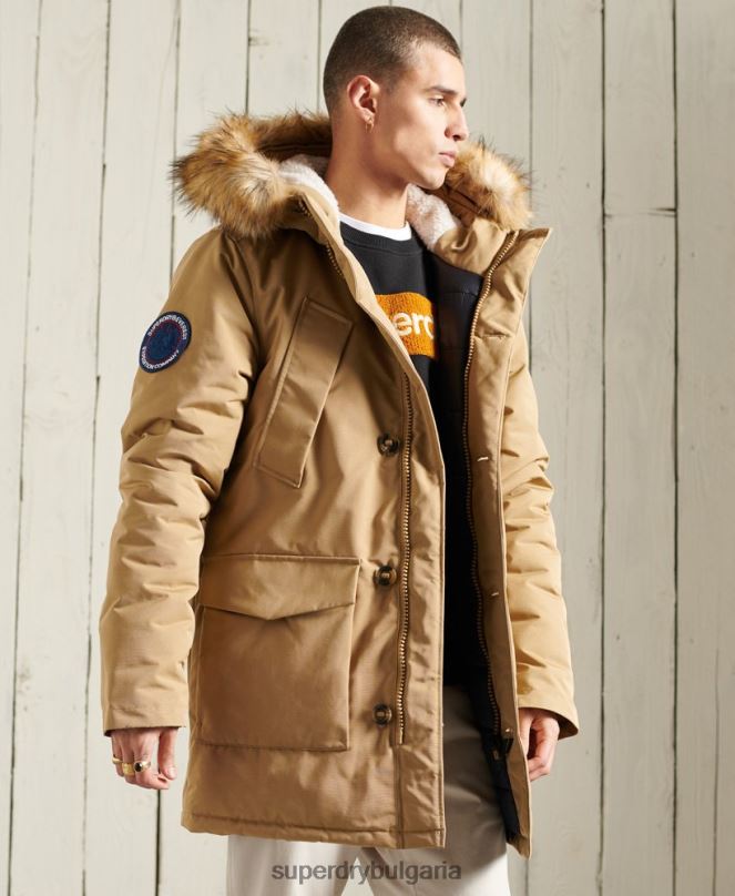 Superdry облекло N00H1079 бежово мъже палто парка everest