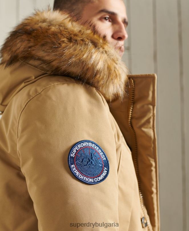 Superdry облекло N00H1079 бежово мъже палто парка everest
