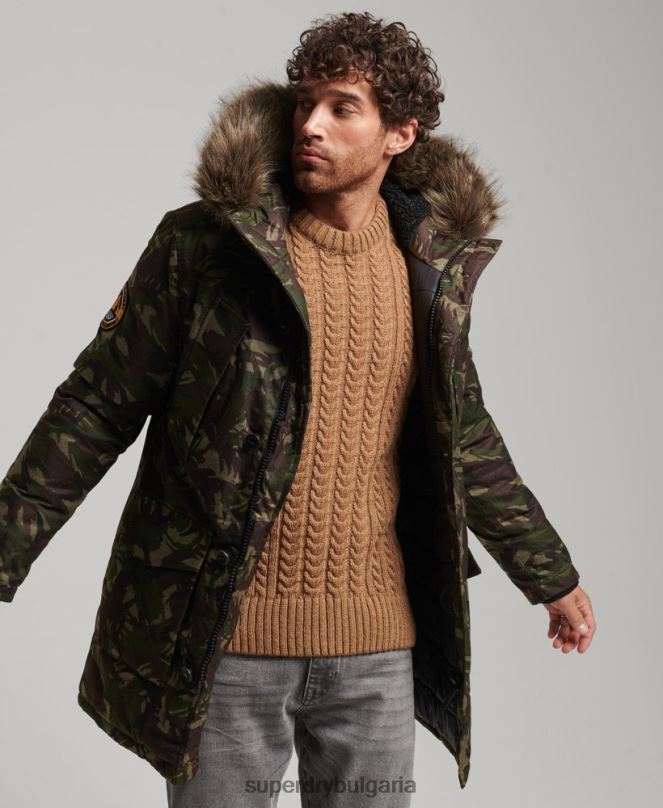 Superdry облекло N00H1080 каки мъже палто парка everest