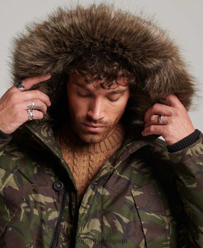 Superdry облекло N00H1080 каки мъже палто парка everest