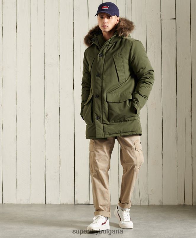 Superdry облекло N00H1081 каки мъже палто парка everest