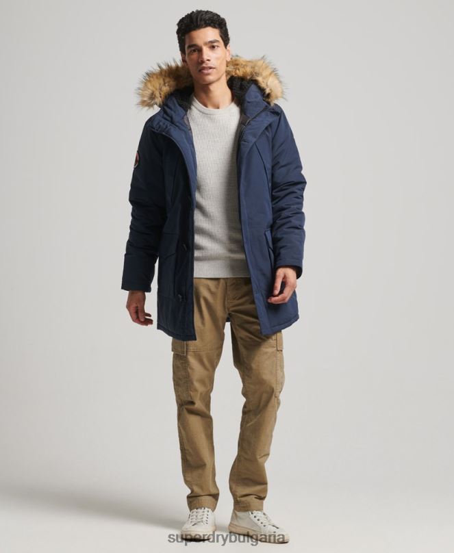 Superdry облекло N00H1097 военноморски флот мъже палто парка everest