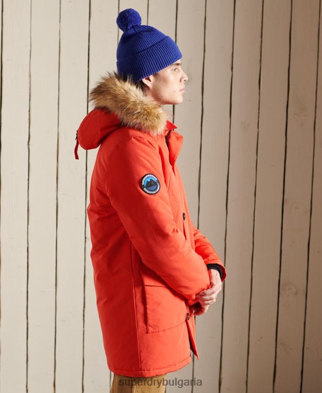 Superdry облекло N00H1098 оранжево мъже палто парка everest