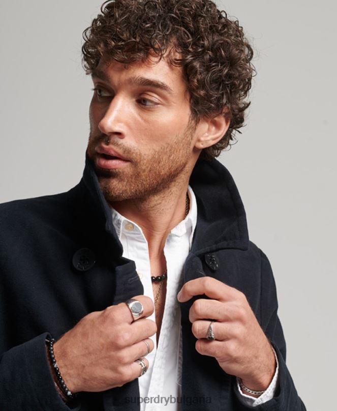 Superdry облекло N00H1103 военноморски флот мъже търговски магазин - грахово палто от къртича кожа