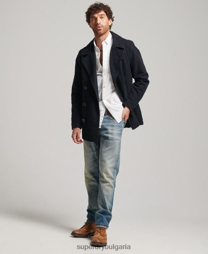 Superdry облекло N00H1103 военноморски флот мъже търговски магазин - грахово палто от къртича кожа