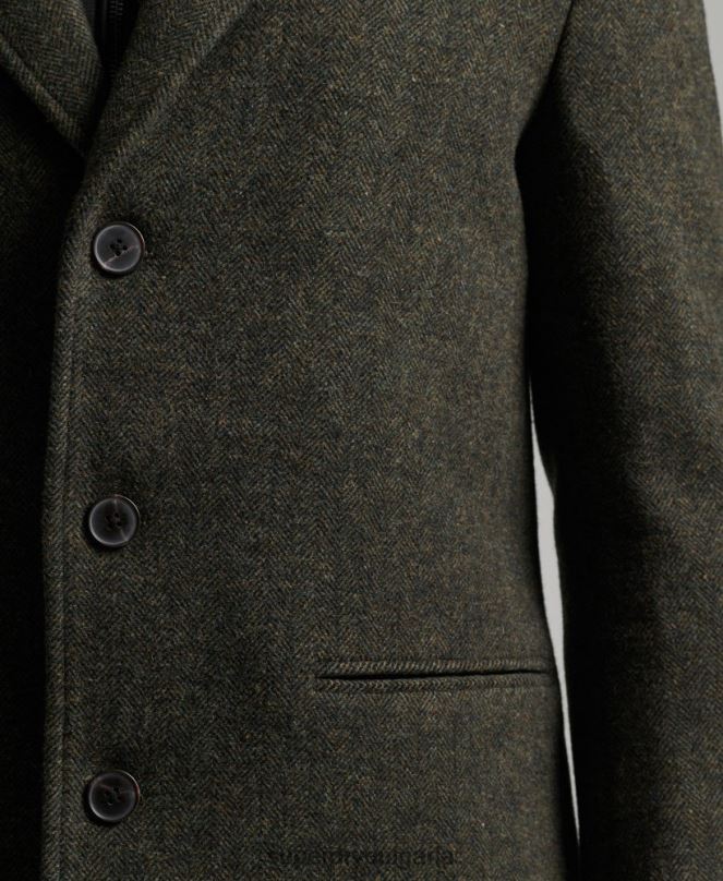 Superdry облекло N00H1113 зелено мъже вълнено палто с подвижна подплата