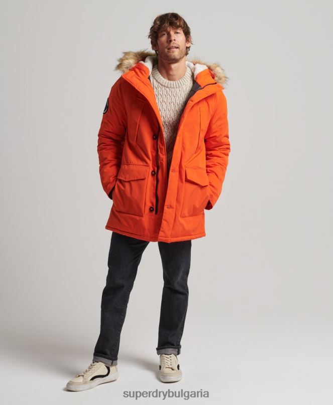 Superdry облекло N00H1126 оранжево мъже палто парка everest