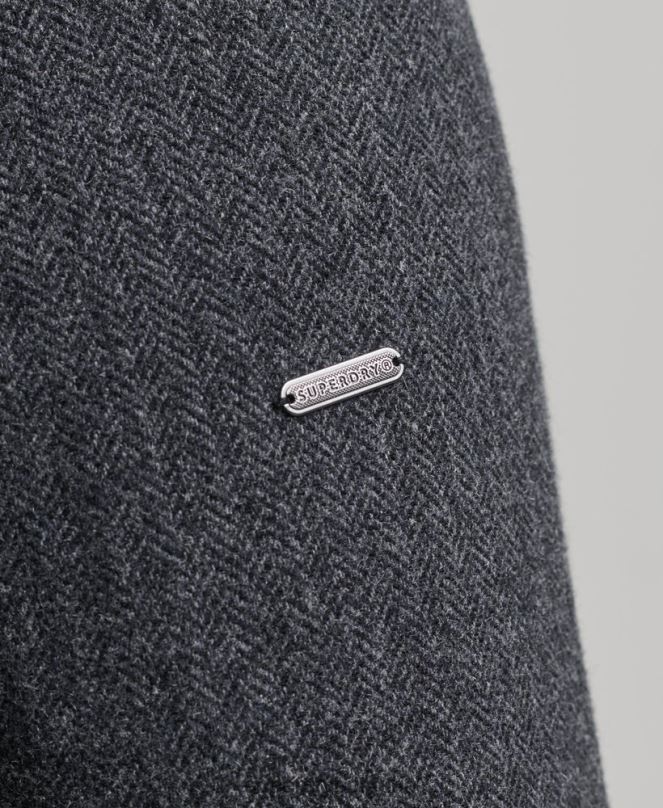 Superdry облекло N00H1136 тъмно сив мъже късо вълнено палто със сваляща се подплата