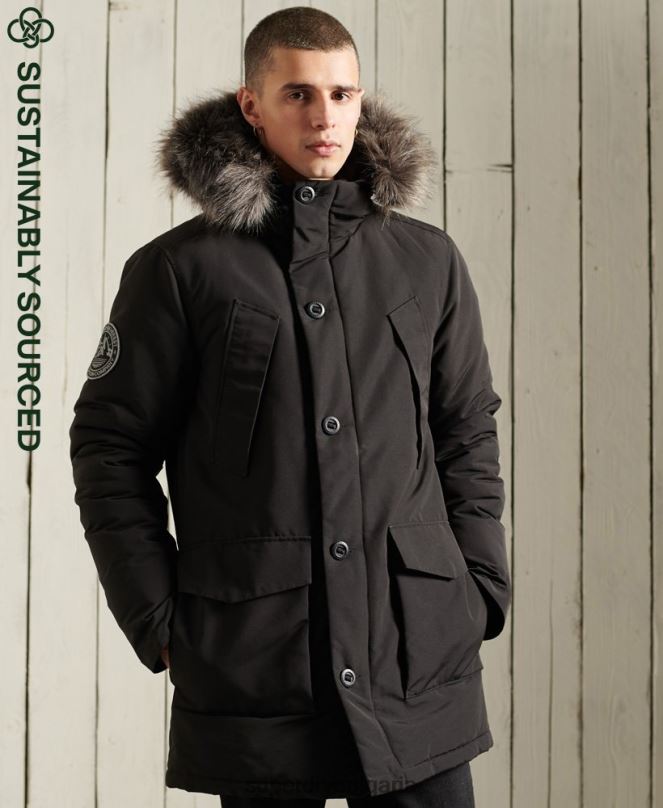Superdry облекло N00H1157 черен мъже палто парка everest