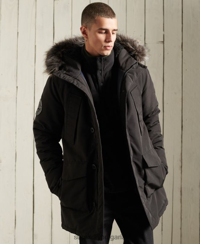 Superdry облекло N00H1157 черен мъже палто парка everest