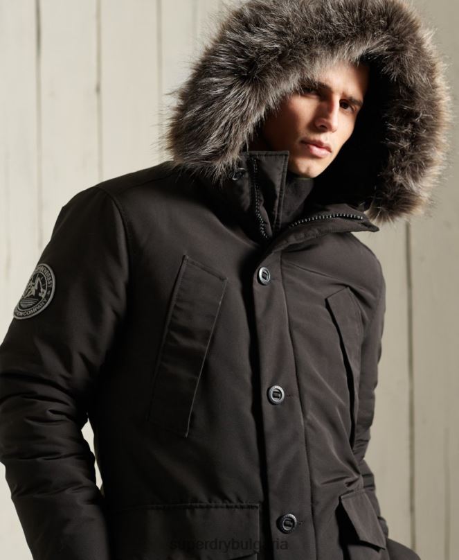 Superdry облекло N00H1157 черен мъже палто парка everest