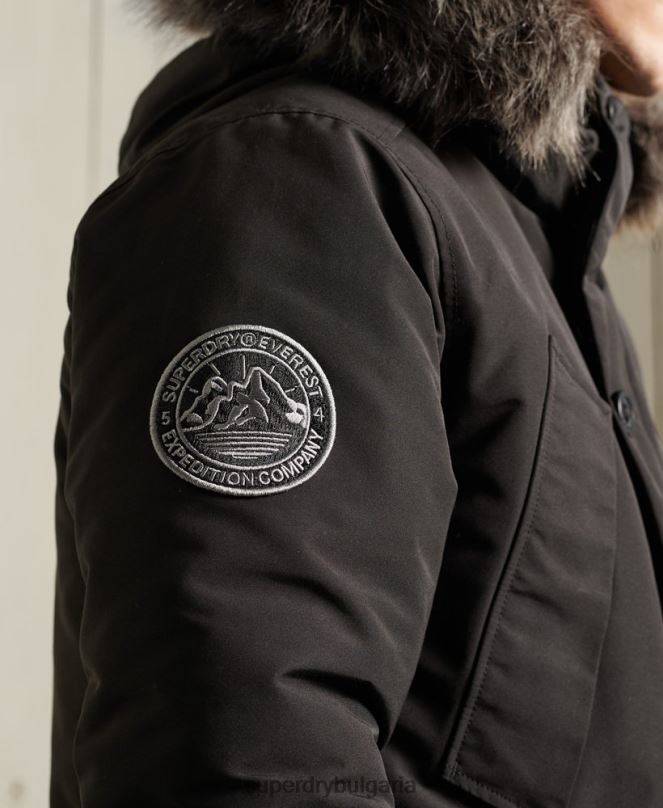 Superdry облекло N00H1157 черен мъже палто парка everest