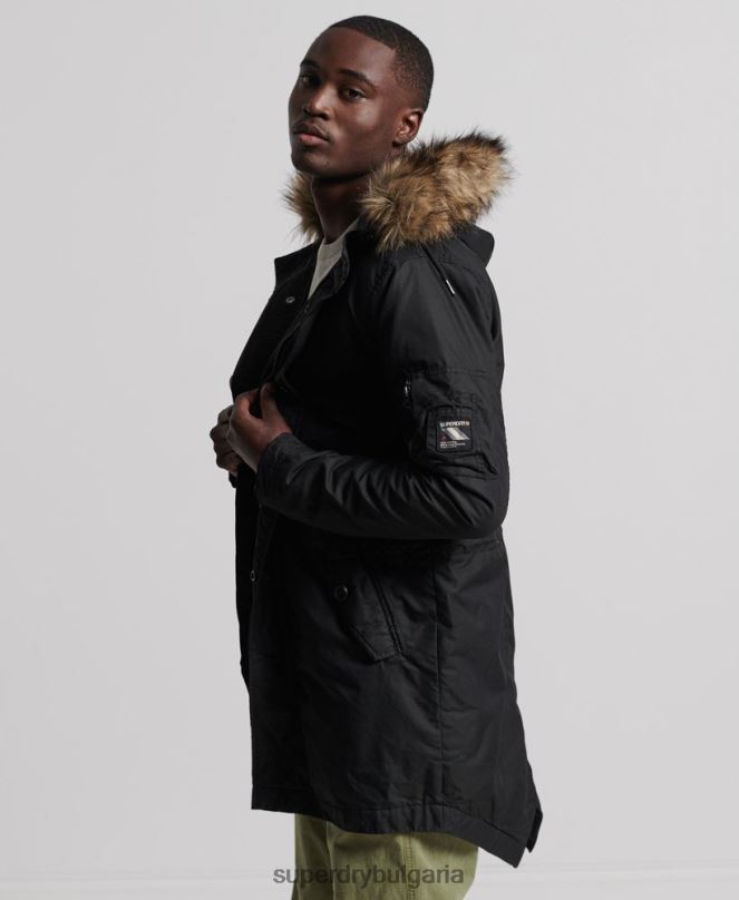 Superdry облекло N00H1171 тъмно сив мъже услуга палто парка с тапицерия от изкуствена кожа