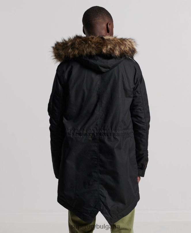 Superdry облекло N00H1171 тъмно сив мъже услуга палто парка с тапицерия от изкуствена кожа