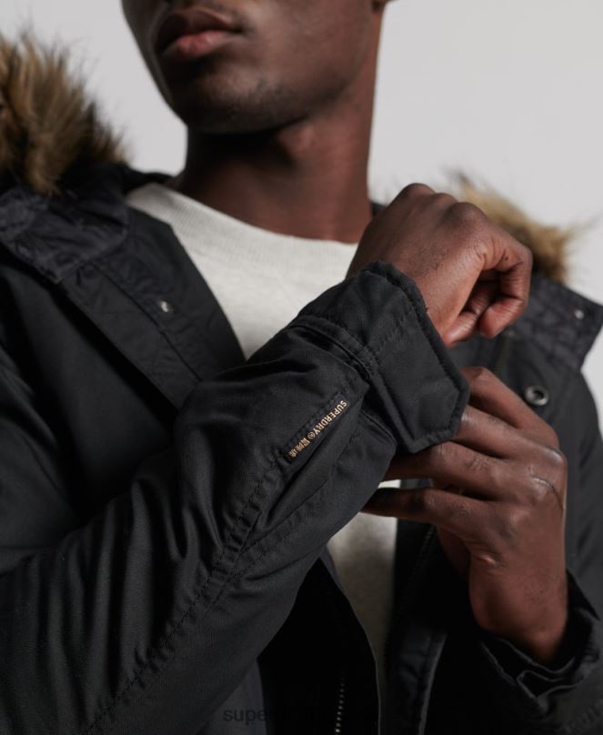 Superdry облекло N00H1171 тъмно сив мъже услуга палто парка с тапицерия от изкуствена кожа