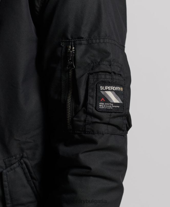 Superdry облекло N00H1171 тъмно сив мъже услуга палто парка с тапицерия от изкуствена кожа