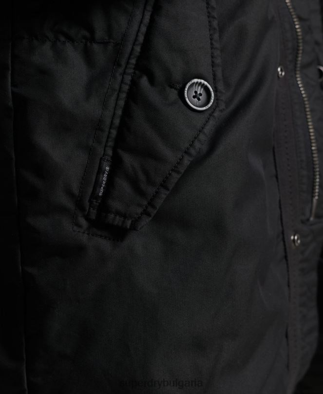 Superdry облекло N00H1171 тъмно сив мъже услуга палто парка с тапицерия от изкуствена кожа