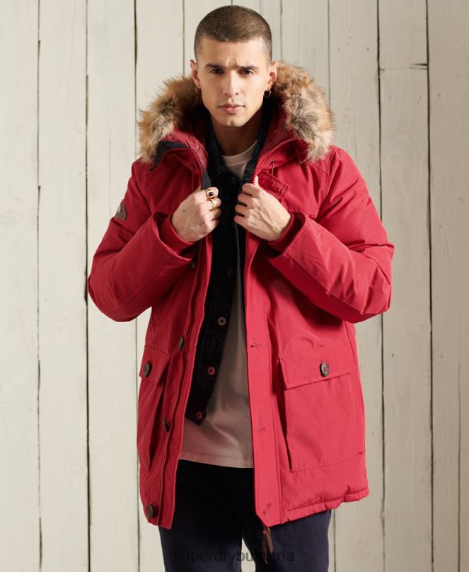 Superdry облекло N00H1175 червен мъже новобранец палто парка