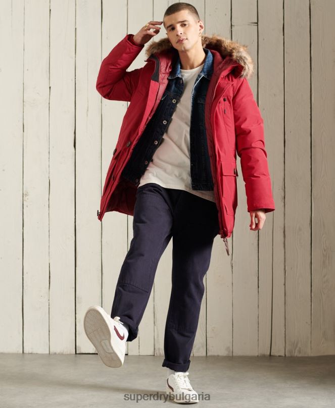 Superdry облекло N00H1175 червен мъже новобранец палто парка