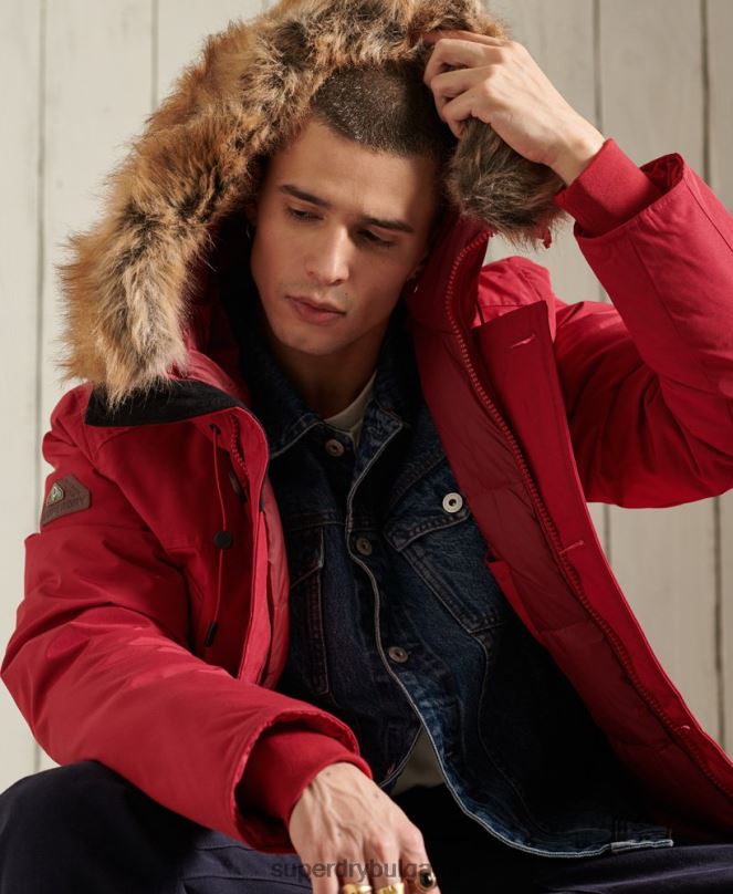 Superdry облекло N00H1175 червен мъже новобранец палто парка