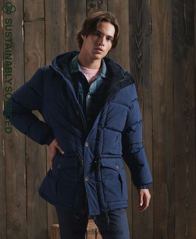 Superdry облекло N00H1180 син мъже лимитирана серия палто парка със сух пух