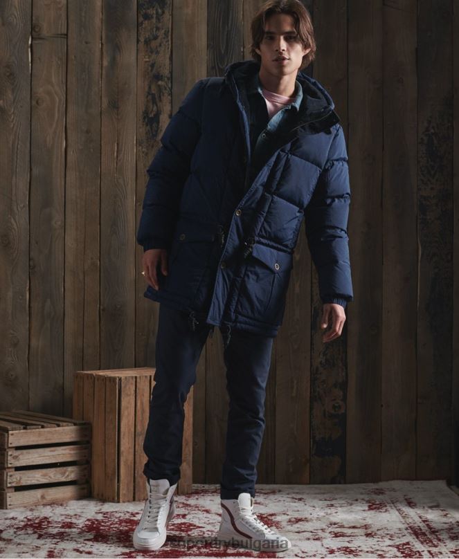 Superdry облекло N00H1180 син мъже лимитирана серия палто парка със сух пух
