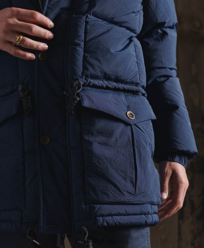 Superdry облекло N00H1180 син мъже лимитирана серия палто парка със сух пух