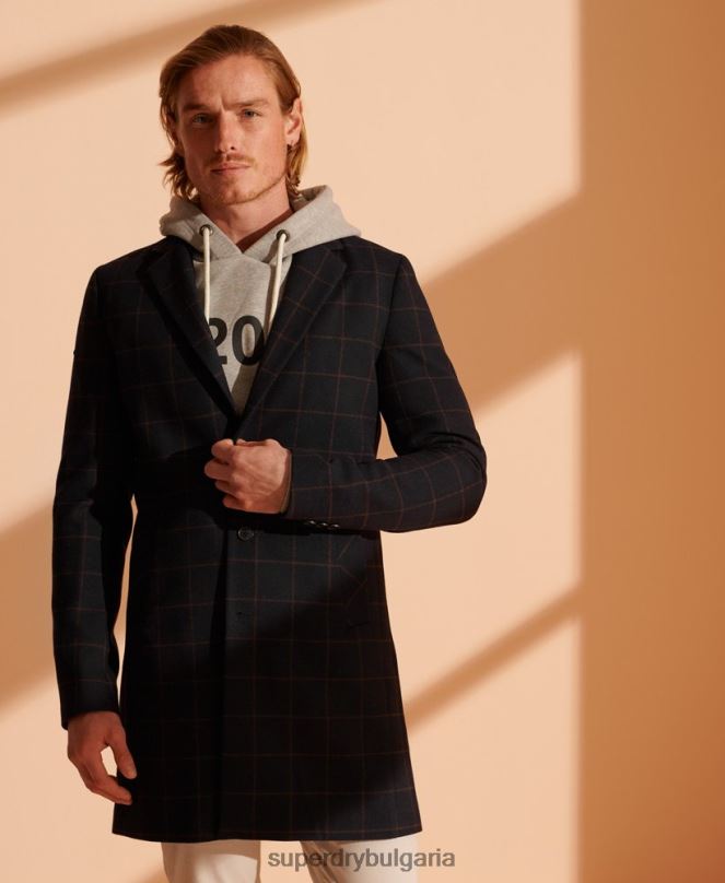 Superdry облекло N00H1197 военноморски флот мъже основа вълнено палто