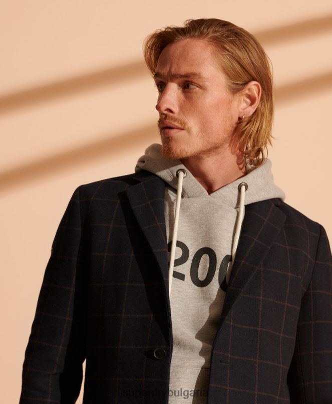 Superdry облекло N00H1197 военноморски флот мъже основа вълнено палто