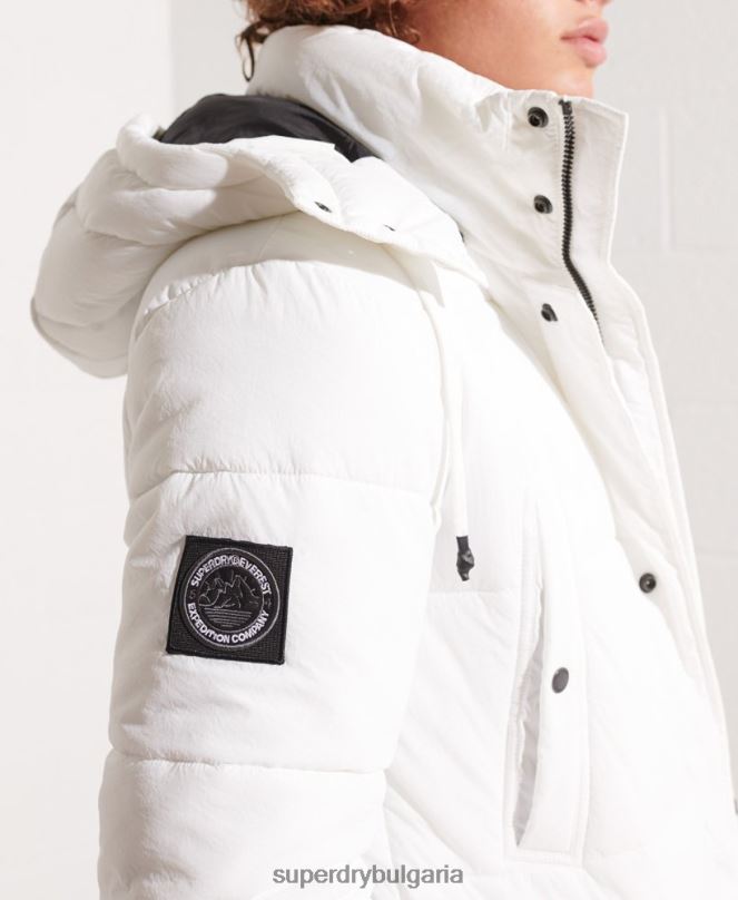 Superdry облекло N00H4483 бяло мъже експедиционно подплатено палто парка