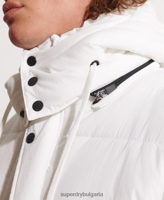 Superdry облекло N00H4483 бяло мъже експедиционно подплатено палто парка
