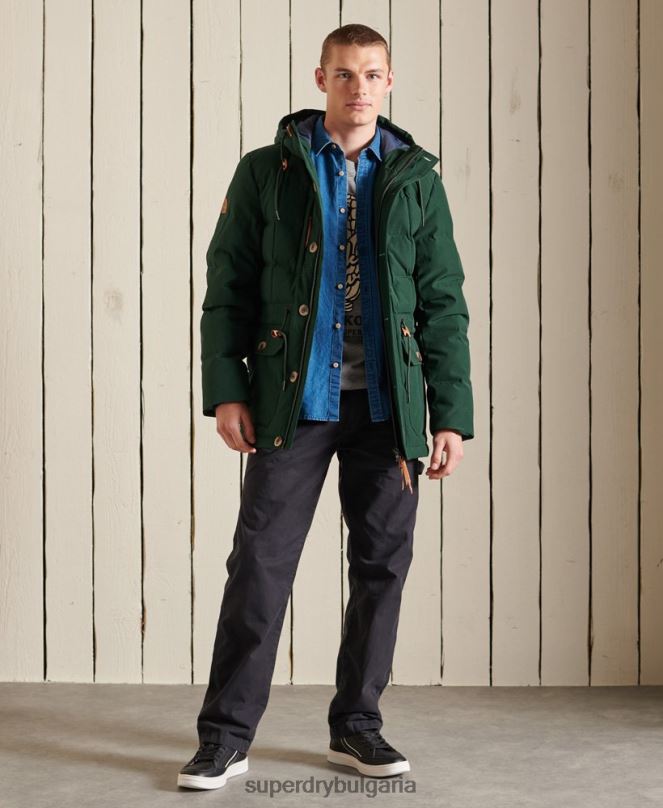 Superdry облекло N00H4485 зелено мъже палто парка за планински експедиции