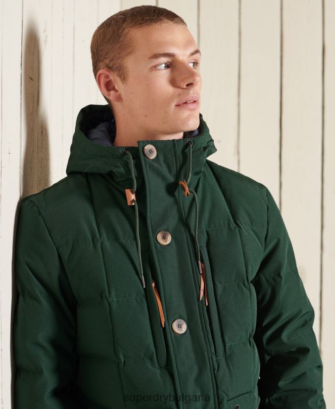 Superdry облекло N00H4485 зелено мъже палто парка за планински експедиции