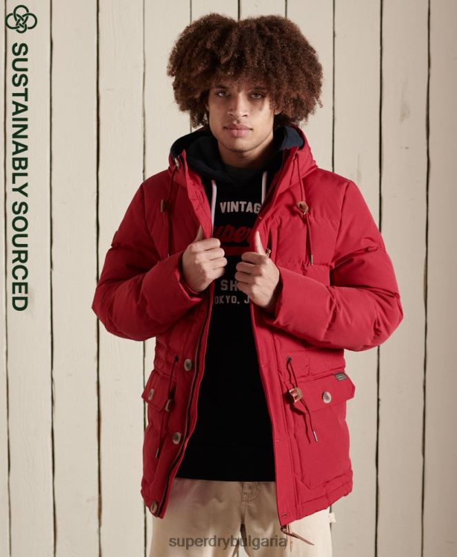 Superdry облекло N00H4486 червен мъже палто парка за планински експедиции