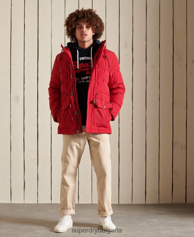 Superdry облекло N00H4486 червен мъже палто парка за планински експедиции